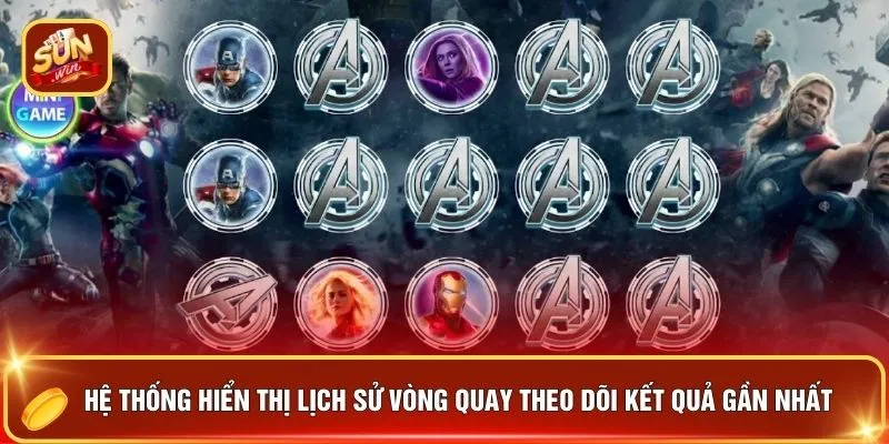 Slot Avengers SUNWIN - Quay Là Trúng, Giật Hũ X5 Tiền Thưởng 4 Hệ thống hiển thị lịch sử vòng quay theo dõi kết quả gần nhất